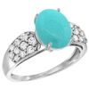 Natural 2.75 ctw turquoise & Diamond Engagement Ring 14K White Gold - REF-65Y2X
