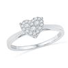 Image 1 : 0.16 CTW Diamond Simple Heart Cluster Ring 10KT White Gold - REF-18H2M