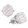 Image 1 : 1.5 CTW Princess Diamond Soleil Cluster Earrings 14KT White Gold - REF-149N9F