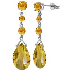 Genuine 13.2 ctw Citrine Earrings Jewelry 14KT White Gold - REF-39Z3N