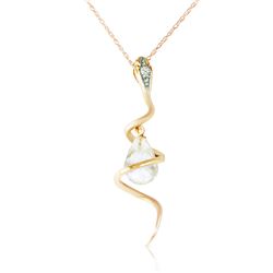 Genuine 2.28 ctw White Topaz & Diamond Necklace Jewelry 14KT Yellow Gold - REF-49F3Z