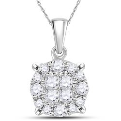 0.25 CTW Princess Diamond Soleil Cluster Pendant 14KT White Gold - REF-26M9H