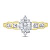 Image 2 : 0.11 CTW Prong-set Diamond Oval Cluster Ring 10KT Yellow Gold - REF-10H5M