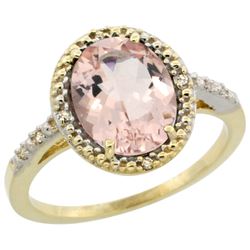 Natural 2.92 ctw Morganite & Diamond Engagement Ring 10K Yellow Gold - REF-49Y8X