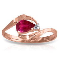 Genuine 0.51 ctw Ruby & Diamond Ring Jewelry 14KT Rose Gold - REF-28N3R