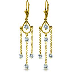 Genuine 3 ctw Aquamarine Earrings Jewelry 14KT Yellow Gold - REF-61P5H