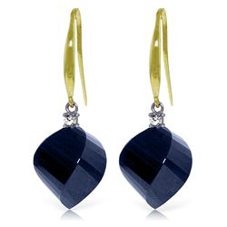 Genuine 30.6 ctw Sapphire & Diamond Earrings Jewelry 14KT Yellow Gold - REF-51X9M