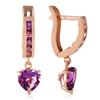 Image 1 : Genuine 3.2 ctw Amethyst Earrings Jewelry 14KT Rose Gold - REF-37Z4N