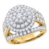 3.03 CTW Diamond Flower Cluster Bridal Engagement Ring 14KT Yellow Gold - REF-277K4W