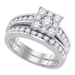 1.5 CTW Diamond Halo Bridal Engagement Ring 14KT White Gold - REF-202H5M