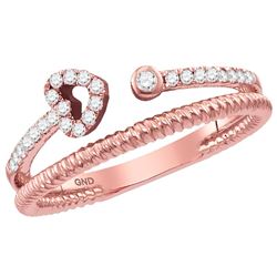 0.15 CTW Diamond Heart Bisected Stackable Ring 10KT Rose Gold - REF-20Y9X