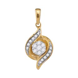 0.19 CTW Diamond Flower Cluster Pendant 14KT Yellow Gold - REF-26N3F