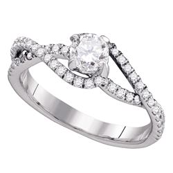 0.75 CTW Diamond Solitaire Slender Woven Bridal Engagement Ring 14k White Gold - REF-116F9N