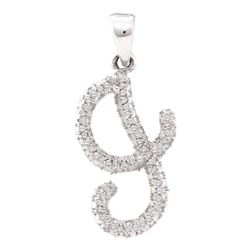 0.17 CTW Diamond Cursive Letter J Pendant 10KT White Gold - REF-12W2K