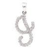 Image 1 : 0.17 CTW Diamond Cursive Letter J Pendant 10KT White Gold - REF-12W2K