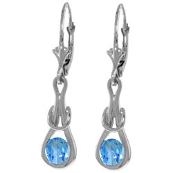 Genuine 1.30 ctw Blue Topaz Earrings Jewelry 14KT White Gold - REF-49Y3F