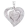1 CTW Diamond Heart Love Pendant 14KT White Gold - REF-119M9H