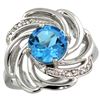 Natural 2.25 ctw swiss-blue-topaz & Diamond Engagement Ring 14K White Gold - REF-57W8K