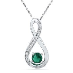 0.56 CTW Created Emerald Infinity Diamond Pendant 10KT White Gold - REF-13Y4X