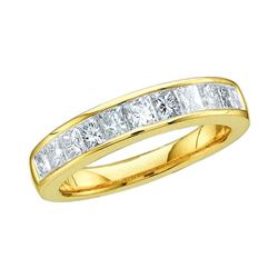 0.50 CTW Princess Channel-set Diamond Single Row Ring 14KT Yellow Gold - REF-47M9H