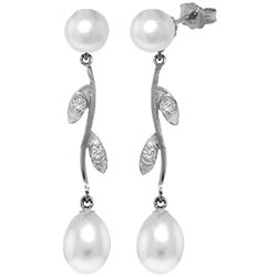 Genuine 10.02 ctw Pearl & Diamond Earrings Jewelry 14KT White Gold - REF-33A8K