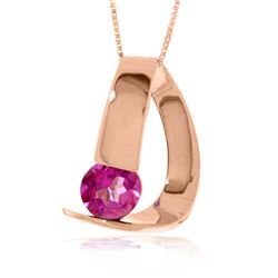 Genuine 1 ctw Pink Topaz Necklace Jewelry 14KT Rose Gold - REF-50W7Y