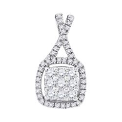 0.50 CTW Diamond Square Cluster Pendant 10KT White Gold - REF-36X2Y