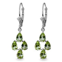 Genuine 4.5 ctw Peridot Earrings Jewelry 14KT White Gold - REF-41A2K