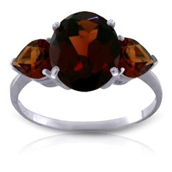 Genuine 4.1 ctw Garnet Ring Jewelry 14KT White Gold - REF-40A3K