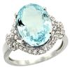 Natural 5.91 ctw aquamarine & Diamond Engagement Ring 14K White Gold - REF-118A2V