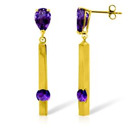 Genuine 4.25 ctw Amethyst Earrings Jewelry 14KT Yellow Gold - REF-54R6P