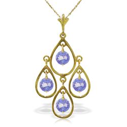 Genuine 1.20 ctw Tanzanite Necklace Jewelry 14KT Yellow Gold - REF-40M7T