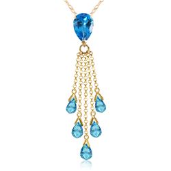 Genuine 7.5 ctw Blue Topaz Necklace Jewelry 14KT Yellow Gold - REF-39F4Z