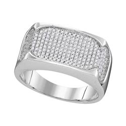 0.50 CTW Mens Diamond Rectangle Flat Cluster Ring 10KT White Gold - REF-67X4Y