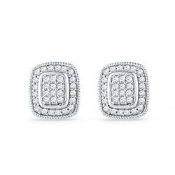 0.25 CTW Diamond Square Cluster Stud Earrings 10KT White Gold - REF-19H4M