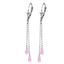 Genuine 2.5 ctw Pink Topaz Earrings Jewelry 14KT White Gold - REF-29V7W