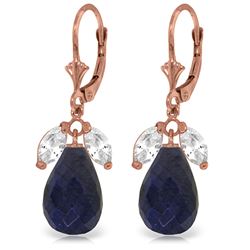 Genuine 18.6 ctw White Topaz & Sapphire Earrings Jewelry 14KT Rose Gold - REF-46Y7F