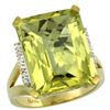 Image 1 : Natural 12.13 ctw Lemon-quartz & Diamond Engagement Ring 10K Yellow Gold - REF-52M2H