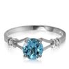 Genuine 1.02 ctw Blue Topaz & Diamond Ring Jewelry 14KT White Gold - REF-28V3W