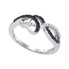 0.20 CTW Black Color Diamond Woven Strand Ring 10KT White Gold - REF-14W9K