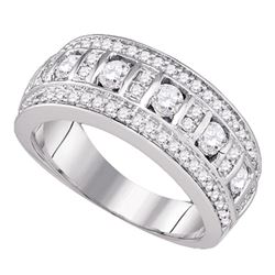 0.97 CTW Diamond Triple Row Ring 14KT White Gold - REF-134K9W