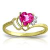 Genuine 0.97 ctw Pink Topaz & Diamond Ring Jewelry 14KT Yellow Gold - REF-30W3Y
