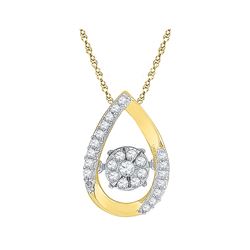 0.15 CTW Diamond Teardrop Moving Twinkle Cluster Pendant 10KT Yellow Gold - REF-18W2K