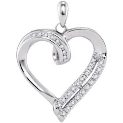 0.10 CTW Diamond Heart Pendant 10KT White Gold - REF-16H4M