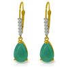 Genuine 2.15 ctw Emerald & Diamond Earrings Jewelry 14KT Yellow Gold - REF-59Z6N