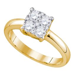 0.35 CTW Diamond Cluster Bridal Engagement Ring 18KT Yellow Gold - REF-87Y2X