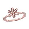 0.10 CTW Diamond Flower Floral Stackable Ring 10KT Rose Gold - REF-18K2W