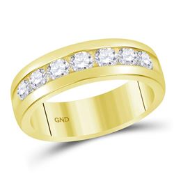 1.5 CTW Mens Channel-set Diamond Wedding Ring 14KT Yellow Gold - REF-269F9N