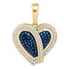 0.25 CTW Blue Color Diamond Heart Pendant 10KT Yellow Gold - REF-28X4Y