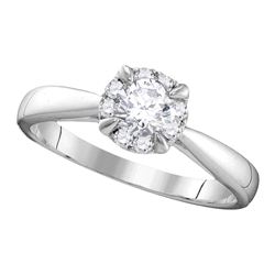 0.52 CTW Diamond Solitaire Bridal Engagement Ring 14KT White Gold - REF-112F5N